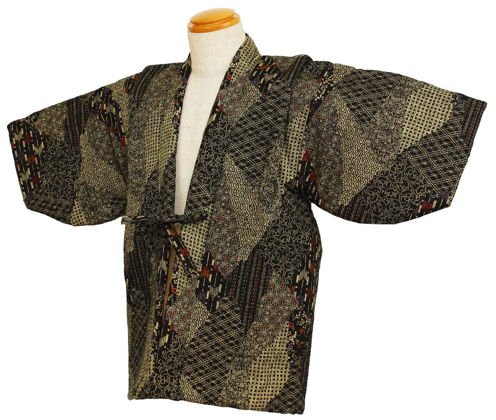 Chanchanko Hanten Hanten, старый стиль ткани, смена черного цвета, размер спинки, сделано в Японии [Warudo] Детский Hakaten, для мальчиков, выкройка, материал, одеяло, 90 см,