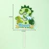 Dinosaur Palm Leaves Cake Toppers Happy Birthday Jungle Safari Party Decor Green Number 1 2 3 4 5 Year Old Kids Party Cake Decor