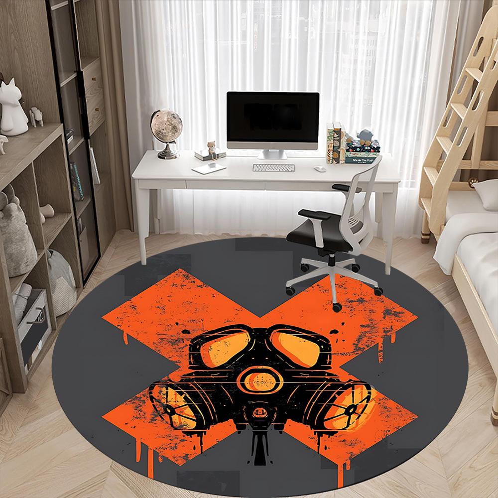 1pc Radiation Mask Office Round Area Rug, Indoor Mat Suitable For Office, Under Office Chairs Bedroom Living Room Home Decor, Room Deco