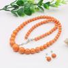 6-14 мм оранжевые круглые жемчужные бусины в форме башни, комплект ожерелья / сережек, дизайн ювелирных изделий, шейная цепочка, удлинительная цепочка 5 см, праздничные подарки для женщин