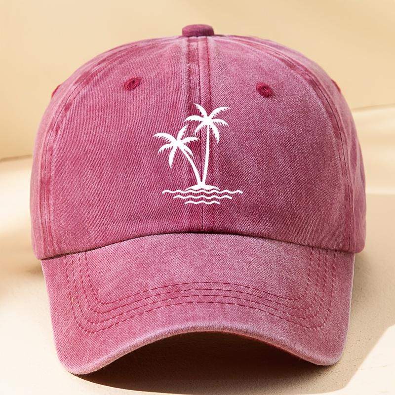 Бейсболка с принтом кокосовой пальмы, однотонная, потертая, повседневная, легкая, регулируемая, для папы, для женщин и мужчин