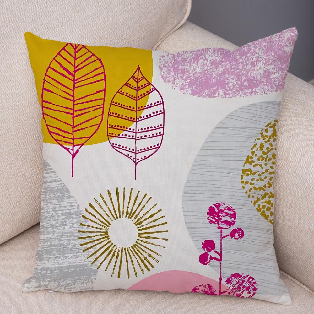 Абстрактное искусство, декоративная наволочка с геометрическим растением, деревом, цветком, диван, домашняя автомобильная наволочка