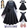 Wednesday Addams Dress Wig Xmas Halloween Party Cosplay Costume For Kids