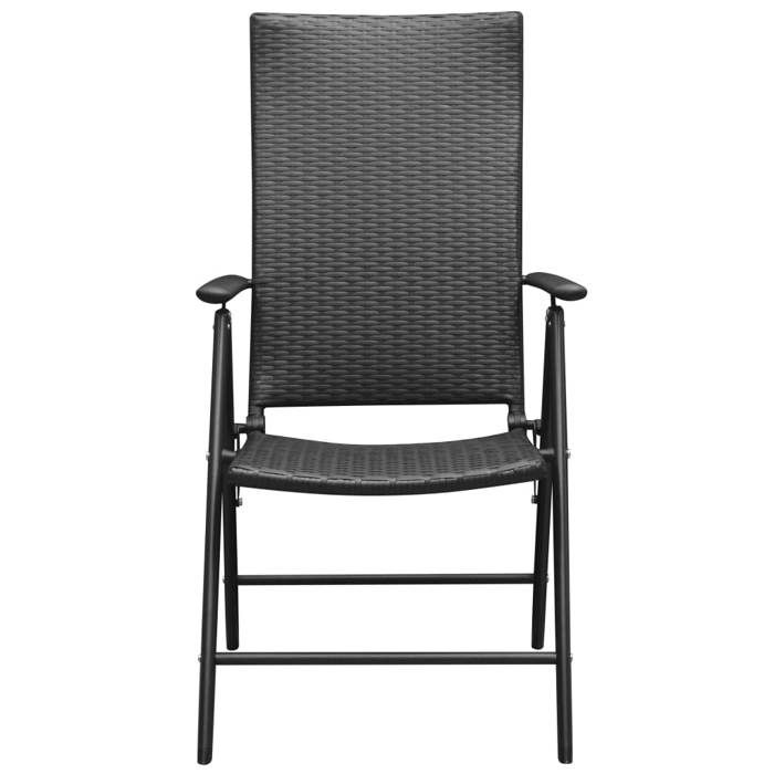 VidaXL Stackable Garden Chairs 2 Pcs Woven Resin Black