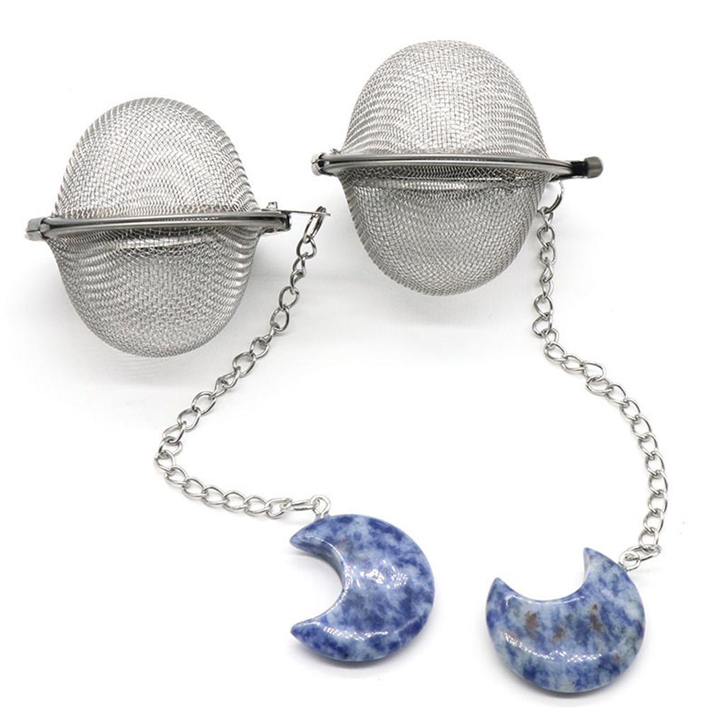 1 шт., сетчатый фильтр для чая, удлинительная цепочка в форме луны, искусственный кристалл, камень из нержавеющей стали, горячий горшок, специи, ситечко для чая, шар, кухонный шарик для чая