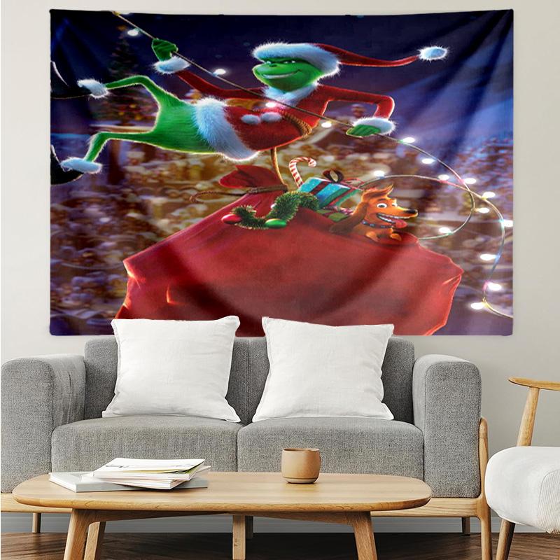 1PC Green monster Christmas Spirit K-pop music group Tapestry Accessories for Bedroom,Livingroom, dormitory Room Wall Decor Fan Birthday Gifts