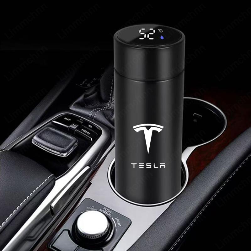 ALQ1 For Tesla Model 3 Model S Model X Model Y Roadster SpaceX 500ml Smart Water Bottle Stainless Steel Thermos Flasks Car Logo Mug