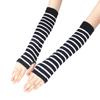 Women Fashion Punk Gothic Stripe Long Arm Warmer Fingerless Gloves