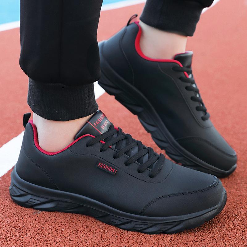 Autumn New Men's Shoes Large Size Leather Surface Ultra-light Sports Shoes Casual Student Board Shoes Running Shoes Factory