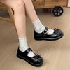 Black Retro British Style Flat Bottom Inner Height Increase Small Leather Shoes Women's 2025 New Summer Skirt Mary Jane Single Shoes