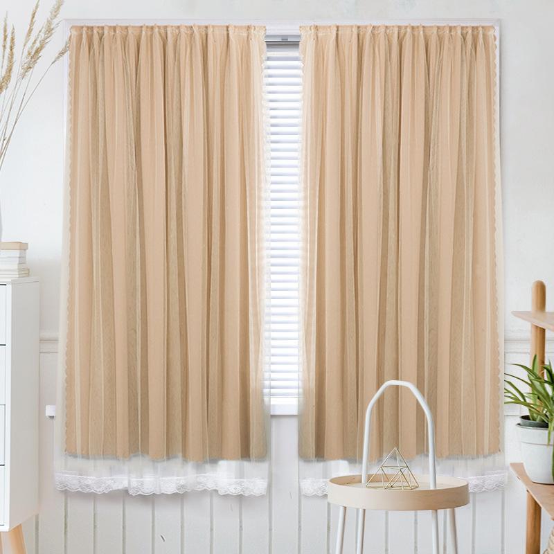 Bedroom Blackout Curtains with Magic Tape, Double Layer, No Drilling Installation, Hollow Star Gradient Bay Window Curtains