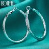 925 Sterling Silver Patterned Round 40mm Earrings for Fashionable Wedding Jewelry