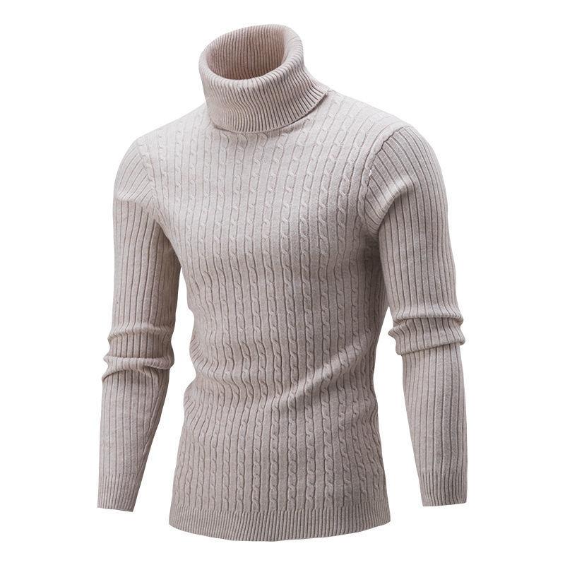 Autumn And Winter Turtleneck Sweater Men'S Trendy Twisted Flower Long-Sleeved Slim-Fitting Men'S Knitted Sweater Pullover Bottoming Shirt