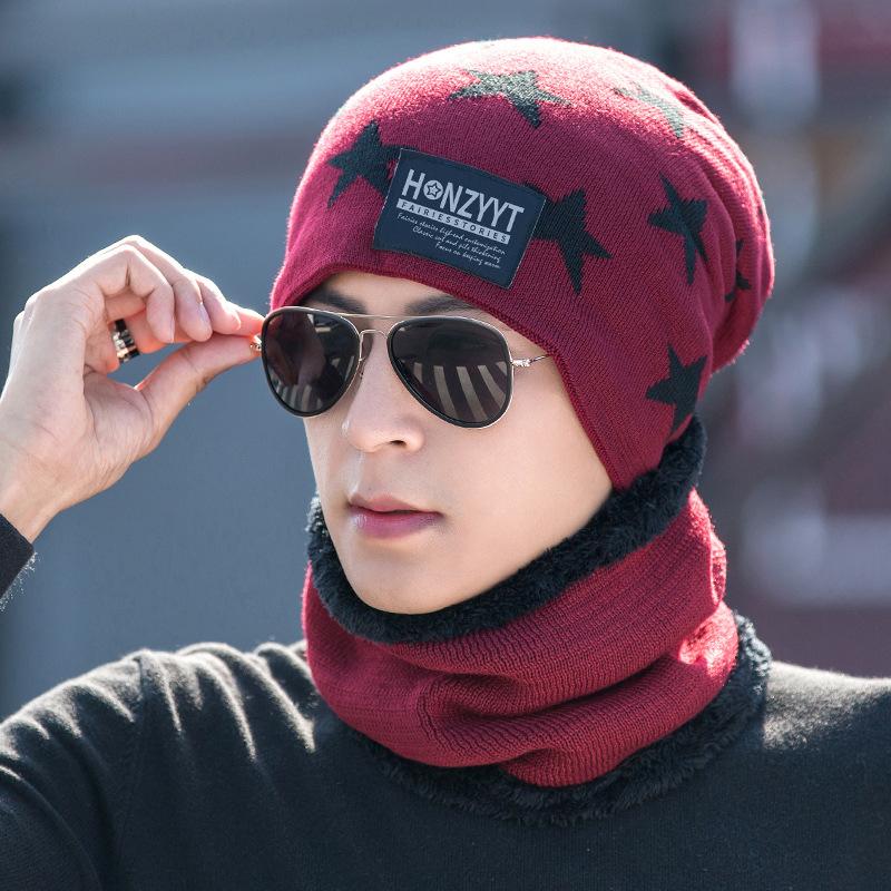 Мужская и женская шапка-бини + шарф, комплект, шейный платок, зимняя теплая флисовая вязаная лыжная шапка