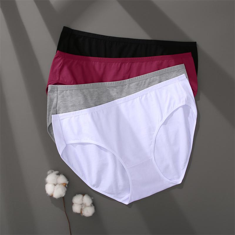 FINETOO XL-5XL Ladies Sexy Cotton Panties High-waist Seamless Underwear Briefs Transparent Women Cotton Health Knickers Lingerie