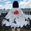 Новый японский кимоно Harajuku с цифровой печатью, пончо, пижамный кардиган