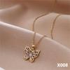 New Niche Design Retro Butterfly Micro-Inlaid Zircon Pendant Necklace Women'S Fashion Collarbone Chain
