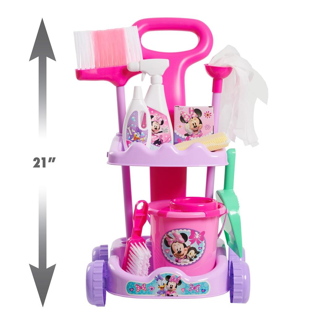 Just Play тележка для уборки Минни Маус Disney Junior Sparkle 'N Clean, 21 дюйм, 11 предметов, игрушка для ролевых игр для детей (Возраст 3+)
