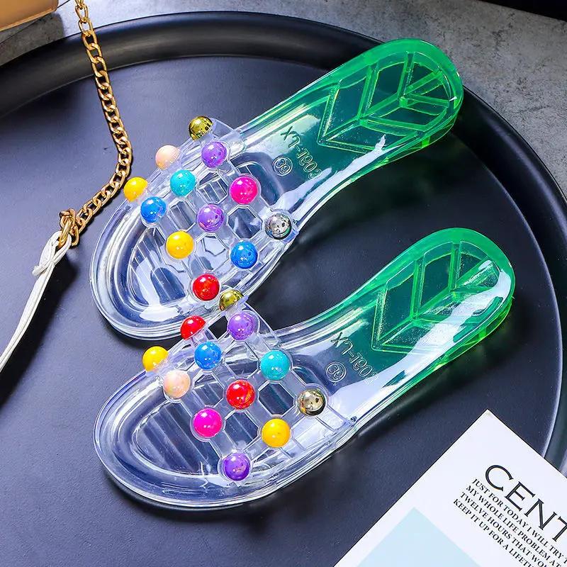 Fashion Clear Living Room Women's Slippers and Ladies Sandals Jelly Transparent Shoes Indoor Slides Home House Summer Footwear Pvc Vip