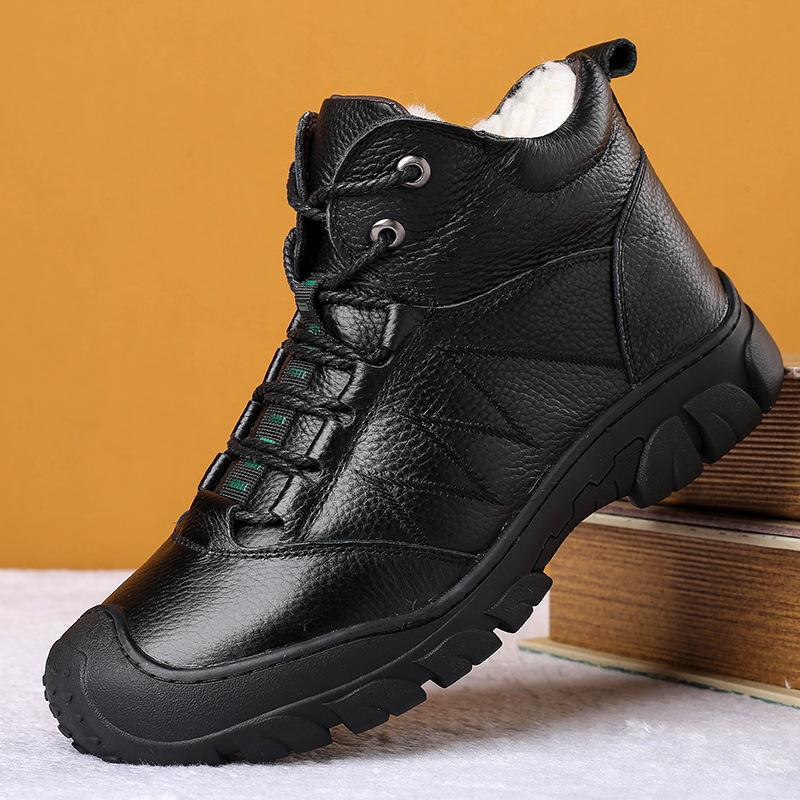 Брендовые зимние мужские ботинки для снега, теплые плюшевые мужские ботинки, водонепроницаемые кожаные ботинки для бега на открытом воздухе, нескользящие мужские ботинки для походов Sneakerst6
