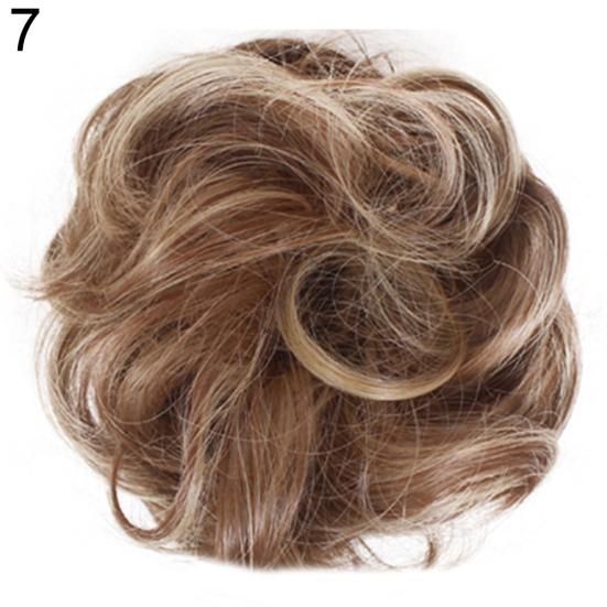 Women Hair Bun Extension Wavy Curly Messy Donut Chignons Wig Hairpiece