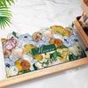 Lemon Colorful Cherry Blossoms Floral Patterns Diatom Mud Cushion Carpet Toilet