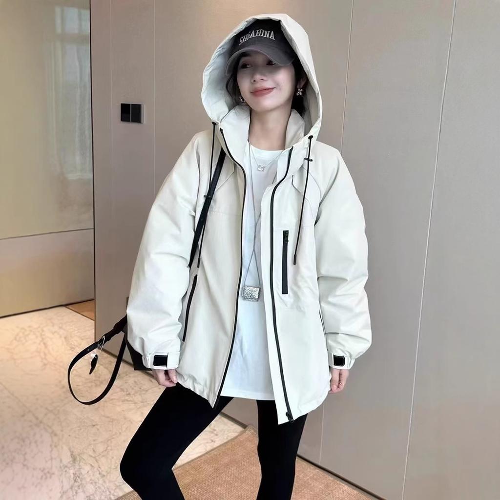 Tooling Hooded Pike Down Jacket Women's European Station Autumn Clothing New European Women's Clothing Fashion Thickened Jacket Tide