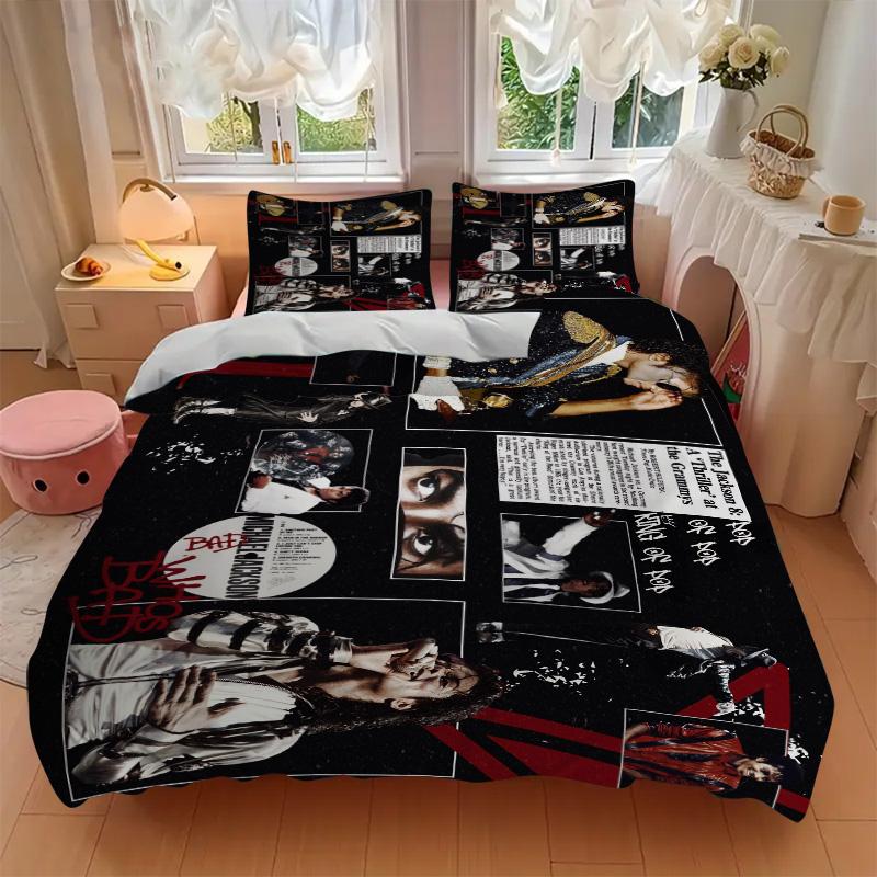 Michael Jackson Bedding 3 Piece Set HD Print Duvet Cover Pillowcases for Teens Adult Bedroom Decoration Christmas Gift C3157