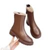 Fashion Leather Snow Boots for Women  New Waterproof Warm Plush Woman Shoes Punk Style Elegant Comfortable Cotton Booties