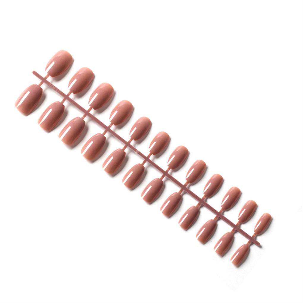 Pack of 24 Short Ballerina Safe Scratch-resistant Coffin False Nails French Style DIY Graceful Personality Acrylic Nail