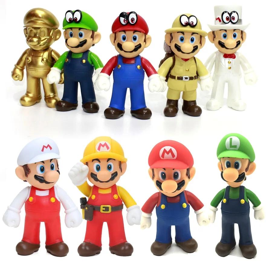 13cm Super Plumber Series PVC Action Figures Mario Luigi Yoshi Bowser Character Model Dolls Collectible Toys