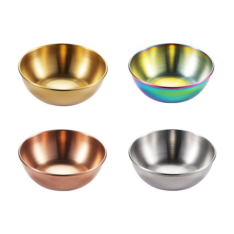 Stainless Steel Round Small Plate Gold Sauce Seasoning Plate Household Restaurant Kitchen Soy Sauce Plate Dipping Sauce Plate