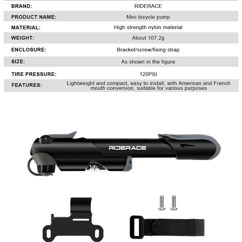 Mini Portable Bicycle Pump With Gauge Bike Hand Air Pump Outdoor Riding Cycling Hand Tire Air Inflator For Presta Schrader Valve