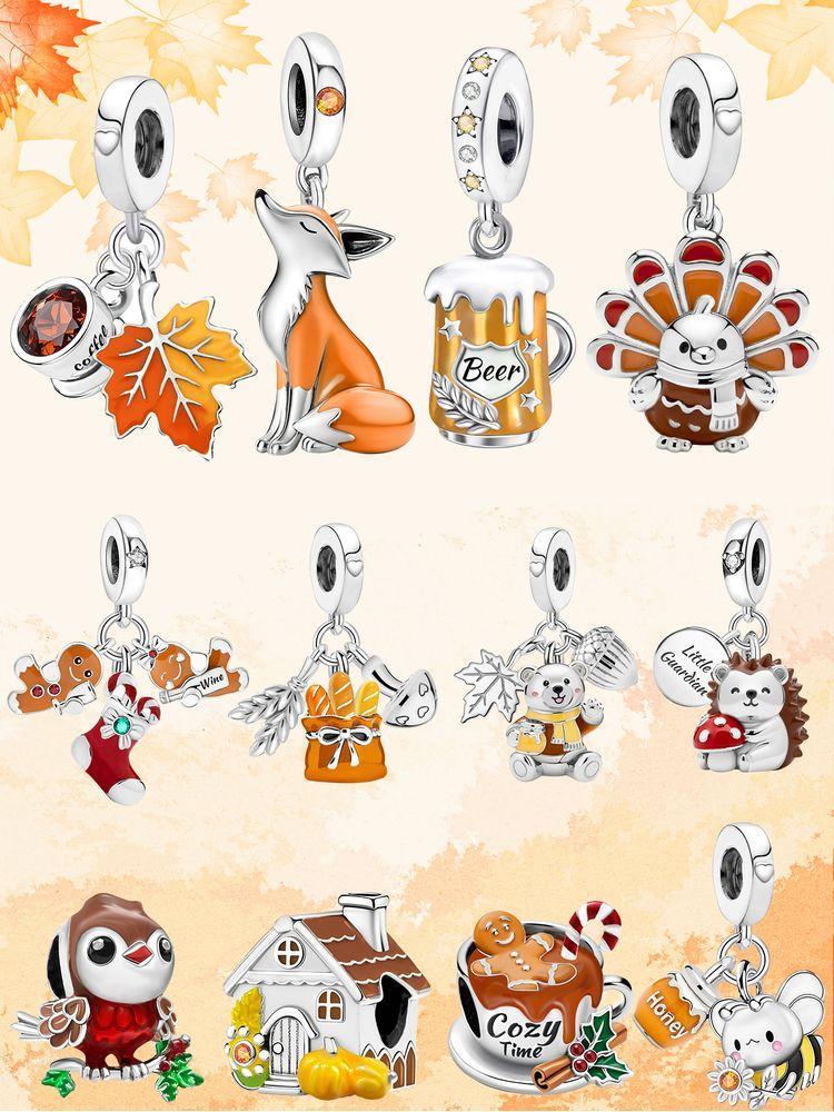 Медь Теплый Клен Лист Белка Золотая Осень Серия Бусина Подходит для Изготовления Браслетов Своими Руками Подарок Ювелирное Изделие Высокого Качества