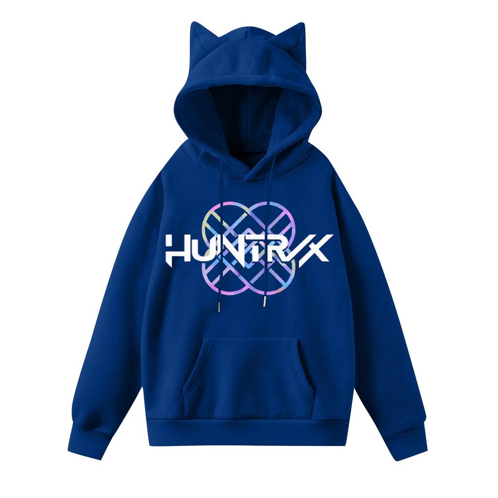 Ladies Fashion Casual Long Sleeve Printed Round Neck Hoodie Pullover Top With  Pockets