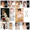 Vintage Satin Long Gloves Lace Long Finger Mittens Wedding Bridal Gloves  Dress Accessories