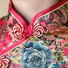 Женские нижние юбки размера плюс, женское платье Cheongsam с цветочным принтом, тонкое платье миди с короткими рукавами и разрезом для вечеринки