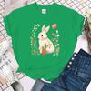 (Premium T-shirt)New Fashion Rabbit Print Graphic T Shirt Fashion Casual Short Sleeve Shirt Tee