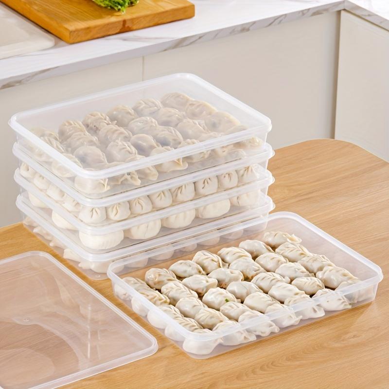 4-Pack Airtight Rectangular Dumpling Containers, BPA-Free Plastic PP Food Storage Box, Freezer-Safe with Lids