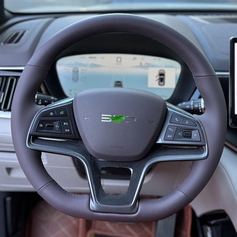 Hand-Stitched Steering Wheel Cover for BYD Song Plus/Pro & Qin Plus New Energy Models