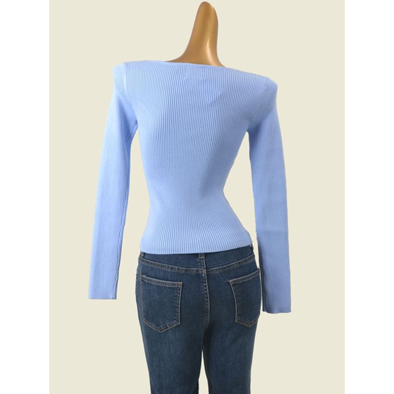 Water Drop Collar Threaded Undershirt Fashion Wind Slim Looking Long Sleeve Inner Wear Sexy Top Foreign Trade Original Order Knitwear