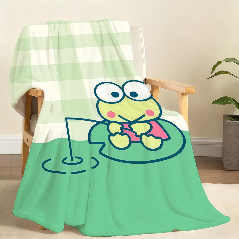 Kawaii K-Keroppi-I Chibi Blanket Soft Throw Blanket for Home Bedroom Bed Sofa Picnic Travel Office Rest Cover Blanket Gift