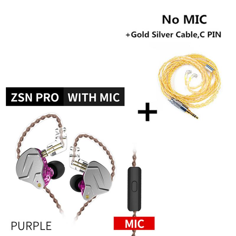 Newest KZ ZSN PRO 1BA+1DD Hybrid technology HIFI Metal In Ear Earphones Bass Earbud Sport Noise Cancelling Headset ZS10 PRO ZSX 2