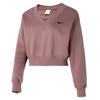Phoenix Fleece Cropped V-Neck Sweatshirt Women Tops Smokey-Mauve FN3652-208