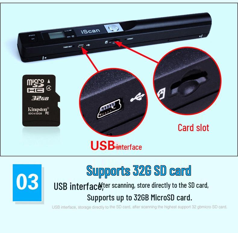 IScan HD 900DPI Портативный ручной сканер для документов формата A4, фотографий и книг