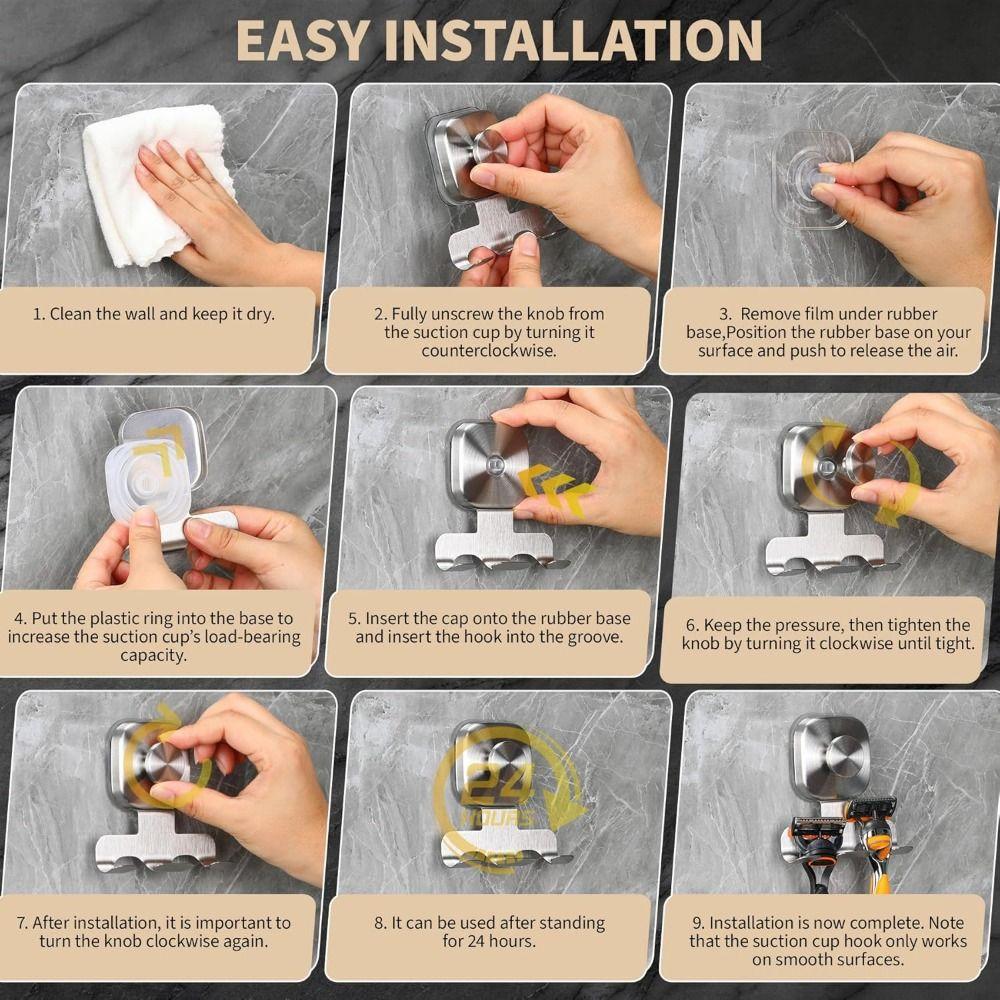 Removable Stainless Steel Shower Hook Wall Mounted Shaver Storage Rack Washroom Wall