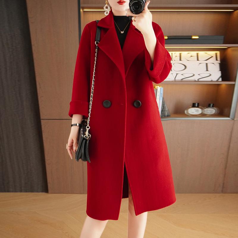 Женское пальто из 100% шерсти TIDENOVEL Осеннее шерстяное длинное пальто Ручной работы Пальто-бушлат Зимняя теплая шерстяная длинная куртка Пальто