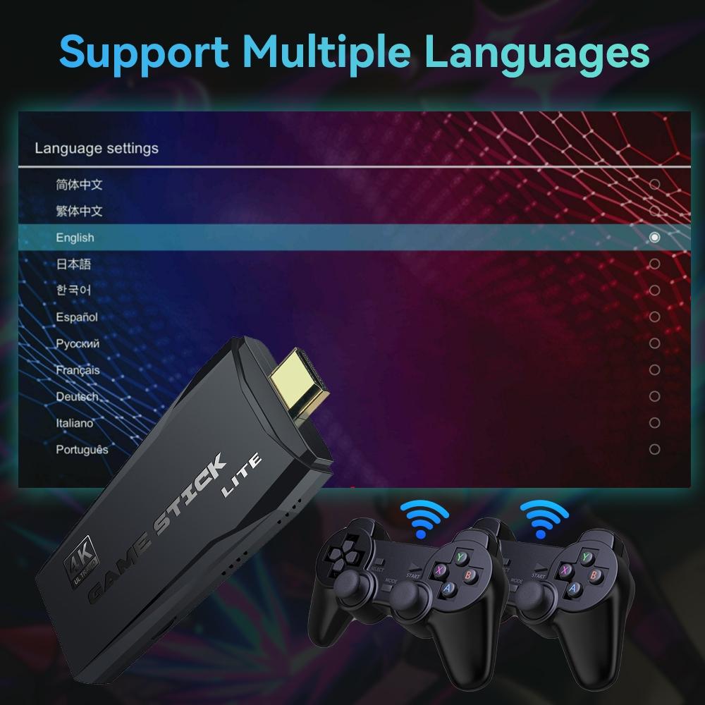 Беспроводная ретро-игровая консоль M8 с 40 000 встроенных классических игр, выход 4K HDMI на ТВ, два беспроводных контроллера 2.4G, 64G ностальгический игровой стик