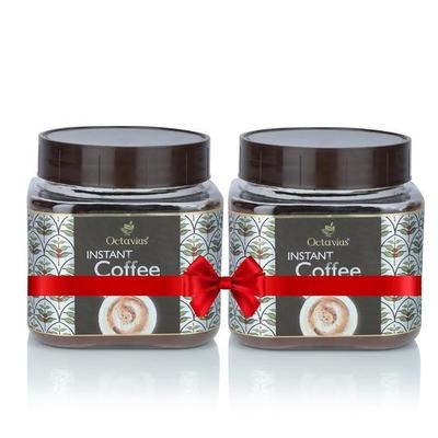 Растворимый кофе Octavius Premium - 400 г | Крепкая смесь 75% кофе и 25% цикория | Мягкий и насыщенный аромат | Эспрессо, латте и капучино (200 г х 2)
