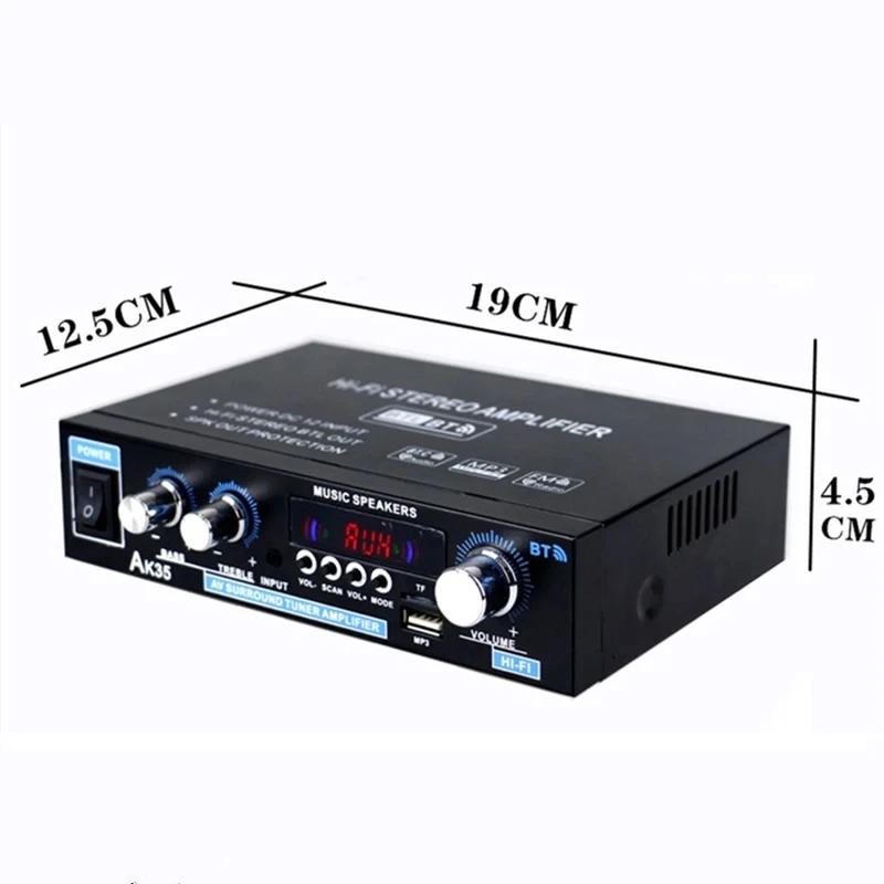 AK35 800 Вт Bluetooth Усилитель 2-канальный Стерео HiFi Цифровой Дисплей Многофункциональный Музыкальный Усилитель Для Автомобиля Классной Комнаты Домашнего Аудио
